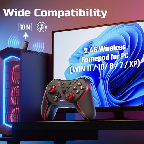 RivalPlay Wireless Controller for PC - Hall Effect Joystick, 2.4G & Wired 1000Hz Polling Rate, Remappable Buttons, Adjustable Turbo & Vibration - Gaming Controller for PC Windows 11, 10, 7 & 8 - Image 3