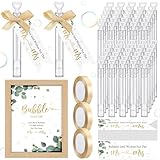 405 Pcs Wedding Send Off Bubble Ideas Set Include Heart Bubble Wands Gift Tags Cards Wood Photo Frame Ribbons Wedding Send Off Party Favors for Guests(Champagne Gold)