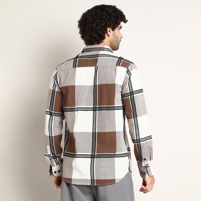 Image of CAHOOT Men's Shirt for Casual Wear | Mid-Rise | Regular Fit | Button Closure | Shirt Crafted with Comfort Fit for Everyday Wear