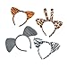Plush Zoo Animal Headbands w Ears (1 dozen) Jungle Party Favors and Costume Accessories, Zebra, Giraffe, Elephant &Tiger