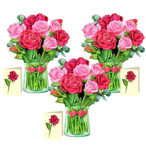 Airpark Pop Up Flower Cards, 3D Paper Flowers Bouq...