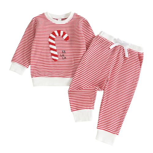 Noubeau Infant Toddler Baby Boy Halloween Outfit Pumpkin Patch Embroidery Stripe Long Sleeve Sweatshirt and Pants Set