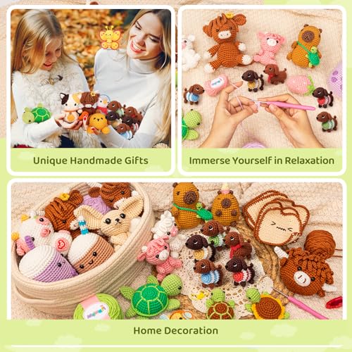 Image of Mewaii Crochet Kit for Beginners - 5 Easy Dachshund Dog Crochet Kits with Step-by-Step Video Tutorials, Pre-Started Yarn, 40% Extra Yarn, Beginner Crochet Kit for Adults & Kids