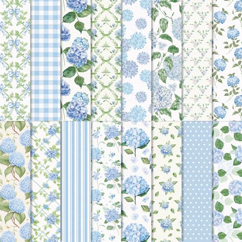 Papier scrapbooking hortensia bleu premium pour créations florales durables