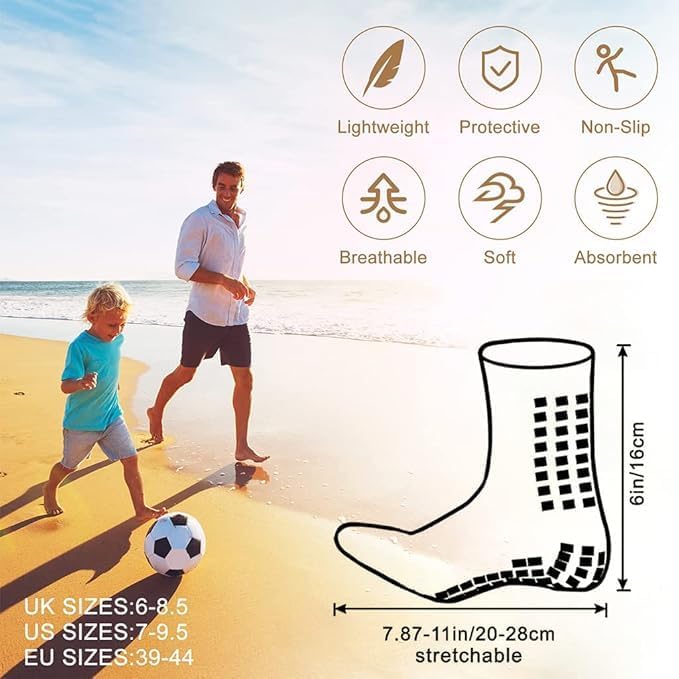 INSFIT Athletic Anti-Slip Grip Socks For Men Women, Mens and Womans Grip Socks For Footballers Non Slip Grip, Men and Women Athletic Socks For Soccer Gym Yoga Basketball Football Sports (1-Pair) - Image 4 thumbnail