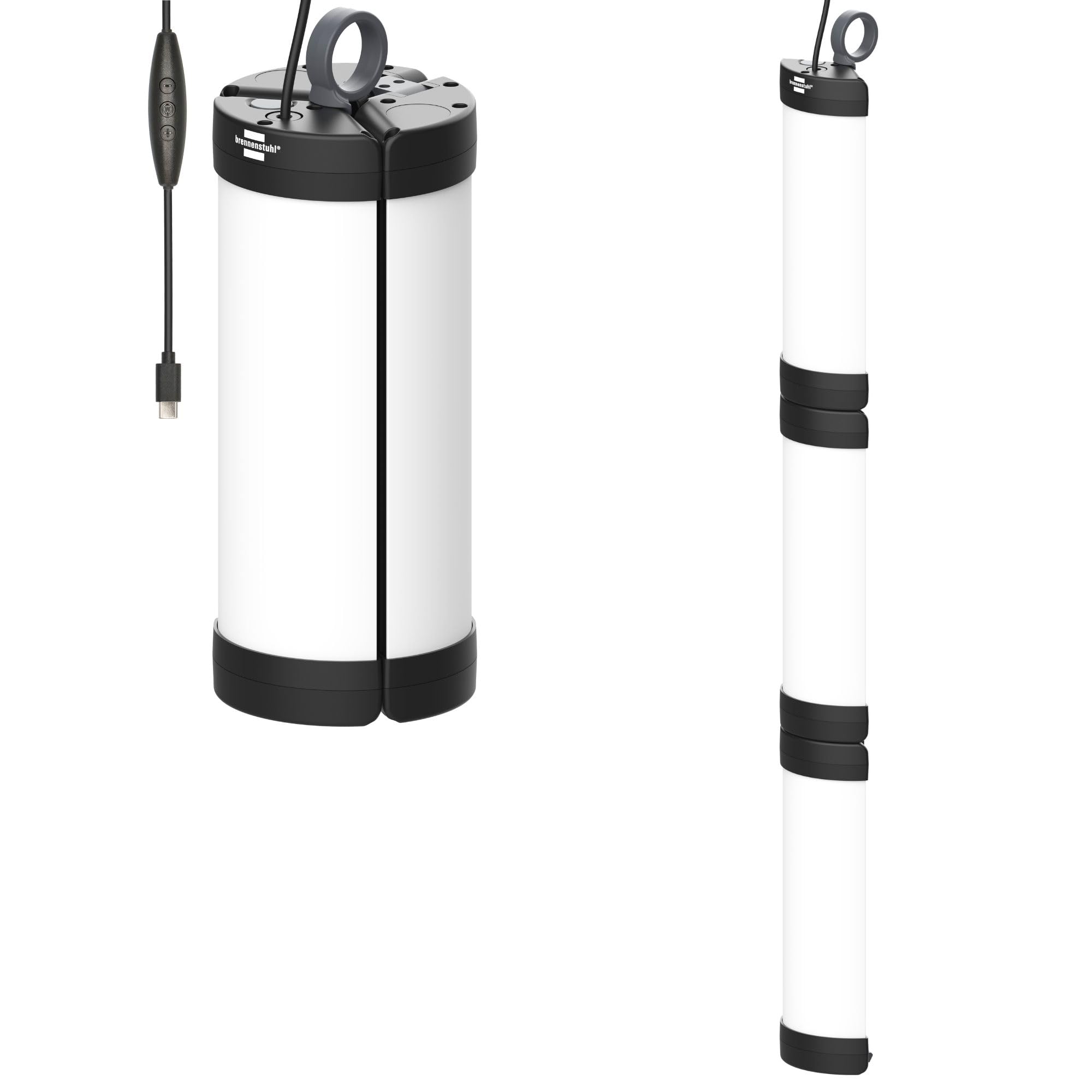 Brennenstuhl LED Vorzeltleuchte VL 500 (Hänge- und Stehlampe, 550lm, 5m USB C Kabel mit Schalter, IP54, dimmbar, Campinglampe mit Farbtemperaturstufen 2700K-6500K)