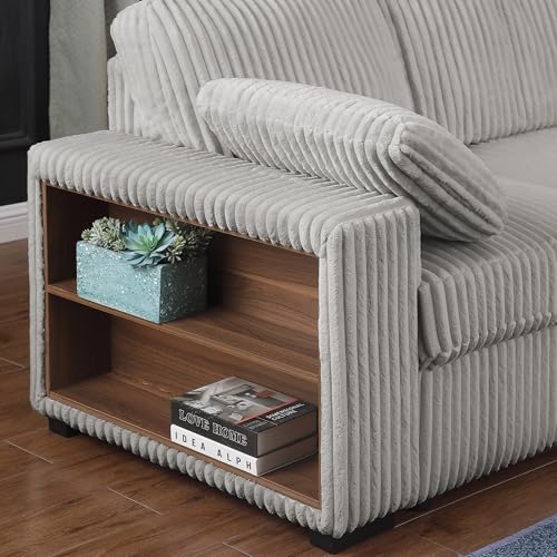 Image of ERYE 117-Inch Oversized U-Shaped Pull Out Sleeper Couch Bed, Modern U Shaped Sleeper Sectional Sofa Corner Convertible Sofa Bed with Storage Chaise and Cabinet for Living Room