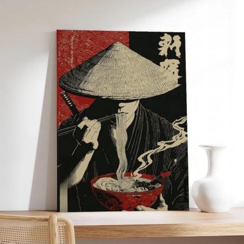 Poster samouraï texture toile premium ukiyo-e moderne 40x61 cm