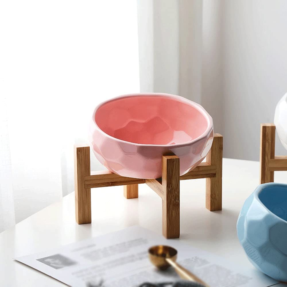 Cuencos grandes de cerámica para perros y gatos de 1090 ml con soporte elevado de madera, comedero antideslizante para cachorros, protege el cuello uterino, ideal para agua y alimentos, producto para