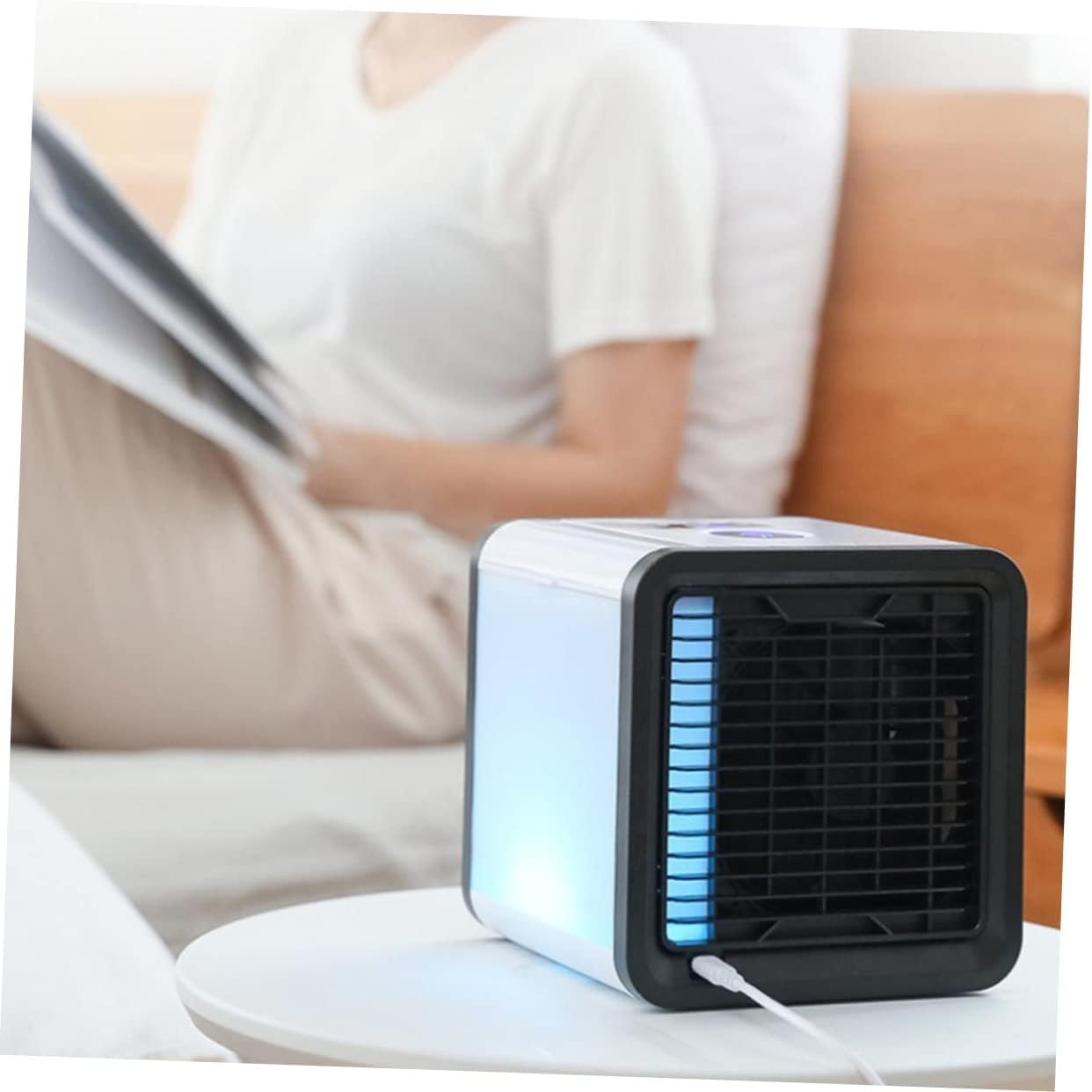 1set Conditioner Fan Usb Mist Cooling Device for Home Car Humidifying Air Cooler Speeds and Digital Display for Office and Outdoor Use