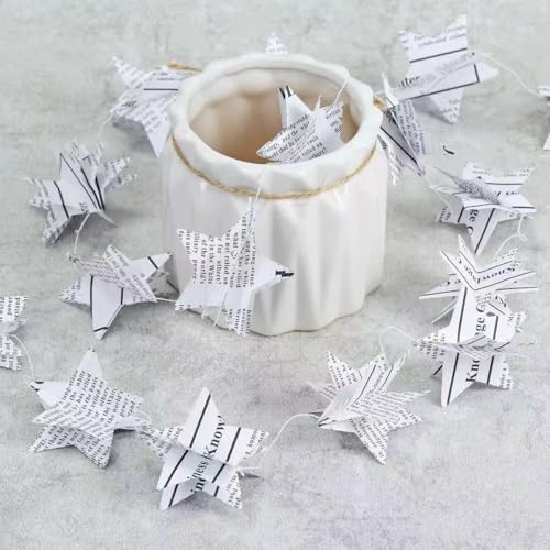4 Pack Star Garland Recycled Books White Pages...