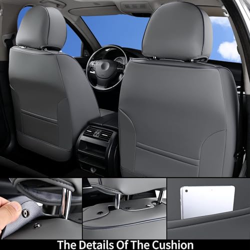 Image of Coverado Seat Covers, Car Seat Covers Front Seats, Car Seat Cover, Car Seat Protector Waterproof, Car Seat Cushion Nappa Leather, Gray Seat Covers Carseat Cover Universal Fit for Most Cars