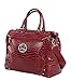 Kathy Van Zeeland Croco PVC Designer Luggage - 4 Piece Softside Expandable Lightweight Spinner Suitcases - Travel Set includes a Dowel and Shopper Bags, 20-Inch Carry On & 28-Inch Suitcase (Burgundy)
