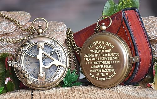 Brújula grabada de latón estilo antiguo para regalo personalizado, diámetro 3 pulgadas miniatura 1