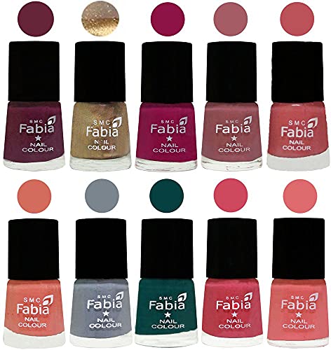 Image of ALL IN ONE (PACK OF 10), Long Lasting Glossy Nail Polish, 6 ml Each, All Vibrant Colours,01884