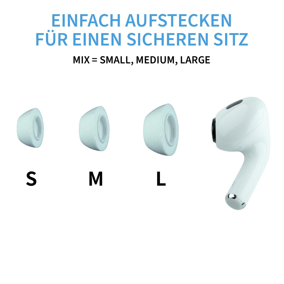 Comply TrueGrip MAX | Premium Memory Foam wymienne zatyczki do uszu do Apple AirPods Pro (1 i 2 generacji) | technologia SmartSkin™ | białe, rozmiar S, 1 para