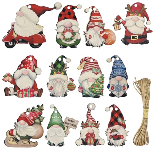 Qaixwuyi 24 Stück Weihnachten Anhänger Ornamente aus Holz...