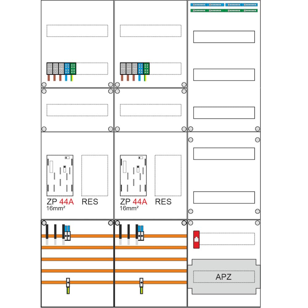 WITTKOWARE Komplett-Zählerschrank 3-feldrig 2x eHZ 16mm² + 2x Reserve | Verteilerfeld 5-reihig & APZ-Raum 800x1150x210 mm VDE-AR-N 4100 konform
