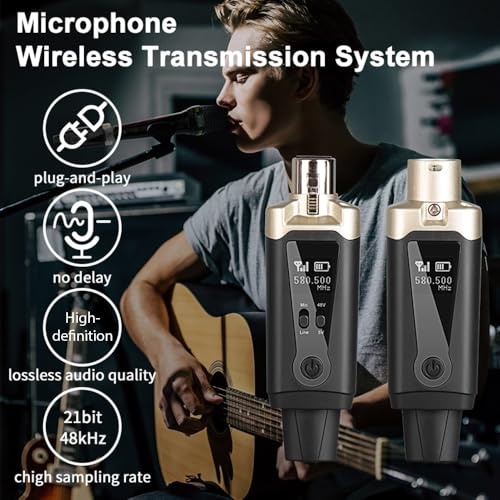 Microphone XLR Transmitter and Receiver UHF Mic System for Audio Mixer Electric Guitar Bass Adjustable Modes 16 Channels Dynamic Microphone Transmitters Receivers miniatura 6