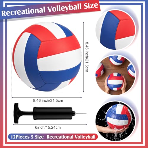 Image of Vinsot 12Pcs Size 5 Recreational Volleyballs with Air Pump Regulation Soft Volleyball Ball for Outdoor Indoor Play Waterproof Volleyball Bulk for Beginner Gym Training Beach Swimming Pool