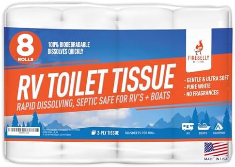 Papel higiênico Firebelly Outfitters RV, seguro para tanque sépti...