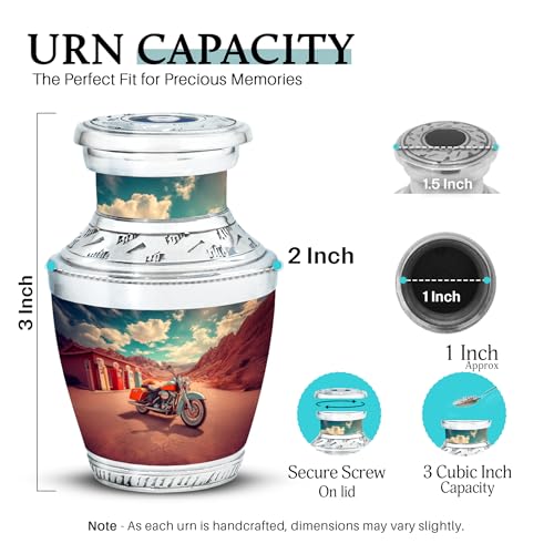 Image of Bike Urn Miniature Urns for Human Ashes 3 Inch 2 Qty | Memorial Urns Burial Decorative for Mom & Dad
