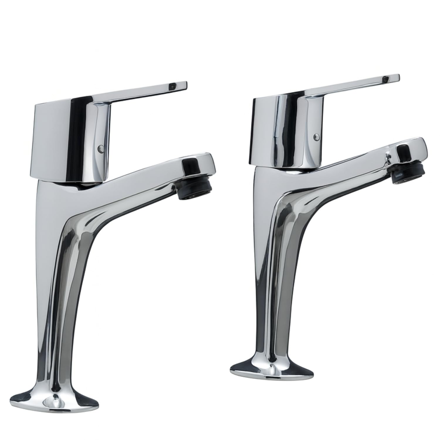 Xcel Home Copper Phg S12 High Neck Kitchen Tap Pair – Chrome Basin Sink Pillar Taps, Lever Handles, Uk Plumbing