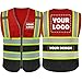 BeautyWill Custom Logo Safety Vest Class 2 High Visibility Personalized Reflective Vest with 5 Pockets Customized Logo Vestï¼ˆRed Blackï¼ŒXXLï¼‰