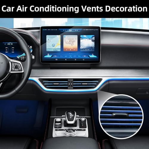Image of Car Auto Air Conditioner Vent Outlet Trim Strip, DIY Decoration Chrome PVC Car Interior Moulding Trim Strip Line for All Straight Air Vent Outlet(20 Pieces Blue).