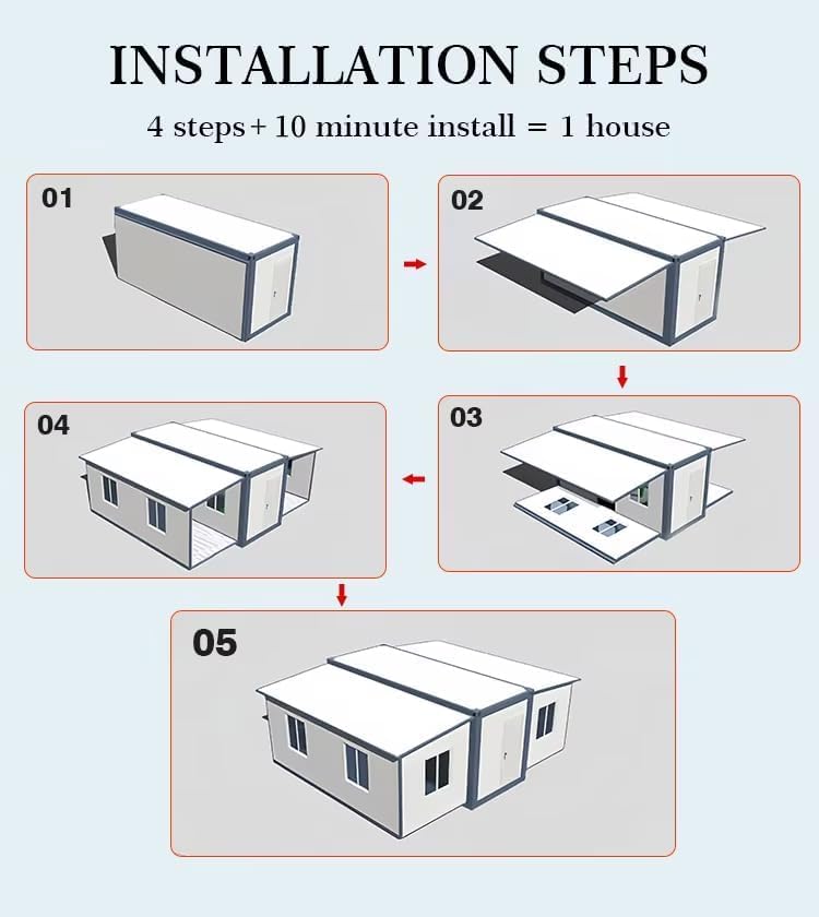 Pre-Sale Customized Products Portable Prefabricated House to Live in for Adults, 20ft Expandable Container House Mobile Home with 2 Bedrooms, Full Equipped Bathroom & Kitchen - Image 7
