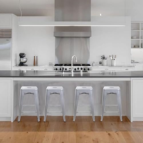 Miniatura 2 de GIA Taburete de mostrador sin espalda de 24 pulgadas cantidad de 1 gris con asiento de madera oscura