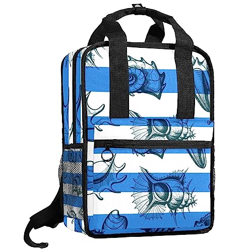 Sac à dos vintage coquillages réglable pour soulager le dos des enfants à l'école