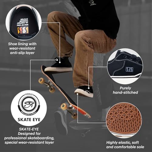 Image of Skateboard Shoes for Men Leather Low Top Pro Skateboarding Training Casual Sneakers