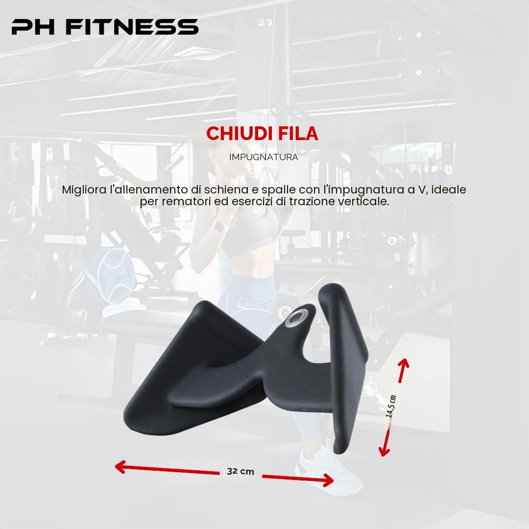 PH Fitness Set Multi Grip [5 Maniglie] – Maniglie Versatili per Lat Pulley e Rematori – Barra Fitness Regolabile con Antiscivolo in Schiuma – Ideale per Home Gym e Allenamento Forza