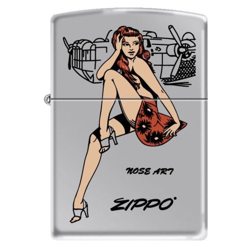 Encendedor Zippo Nose Art Pinup Girl 6883 cromo miniatura 1