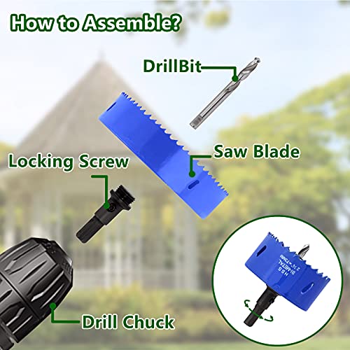 Image of Luomorgo 2-7 /8 inch 73mm Hole Saw | 1 1 /4 inch Cutting Depth, HSS Bi-Metal, Hex Shank Drill Bit Adapter, For Wood Cornhole Boards Plastic Drywall Fiberboard