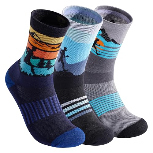 Jeasona 3 Pairs Running Socks Men 9-11 Running Gifts for Men Christmas Gifts for Runners Accessories for Men Half Marathon Gear Trail Running Gift Runners Sports