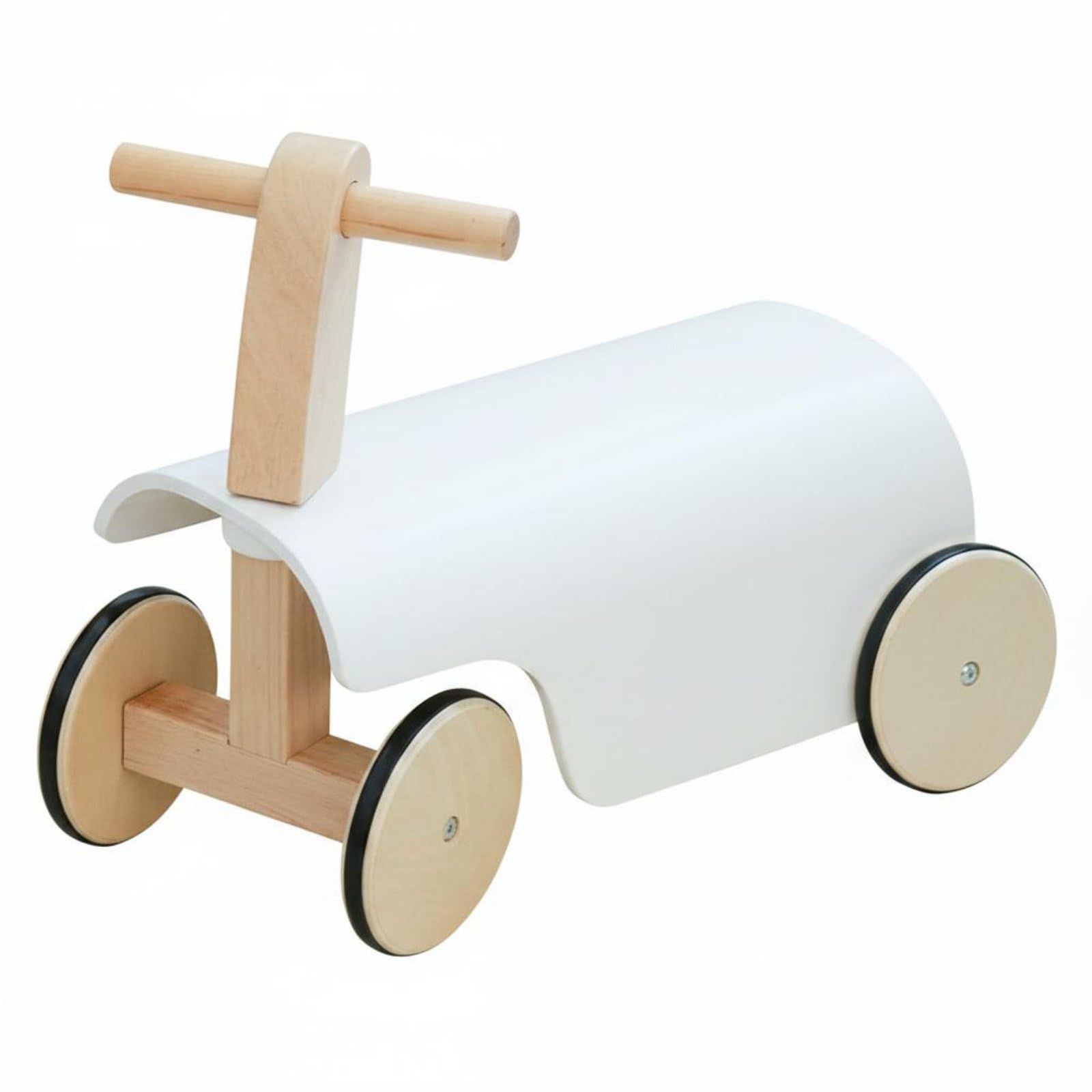 Draisiènne Enfant Vélo d'Équilibre Bois sans Pédales Construction Basse Légère Préhension Aisée Roulement Stable Motricité Précoce Adaptée à Jardin Parc Maternelle, Blanc