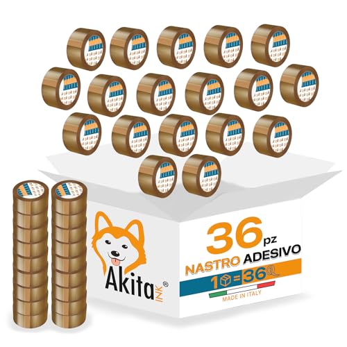 AKITAInk Nastro Adesivo Per Imballaggi Pacchi 36 pcs 50×66 Metri