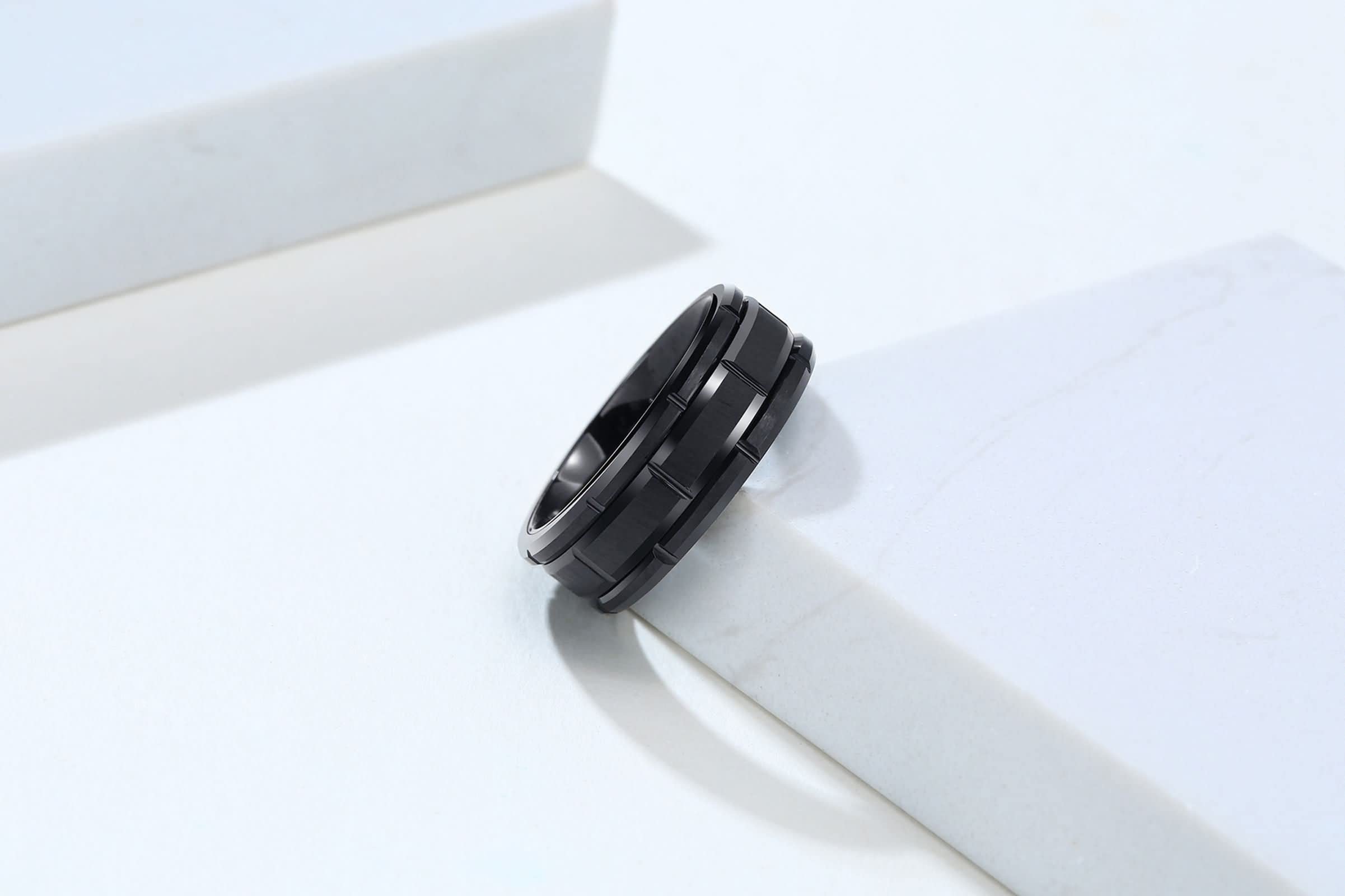 Daesar Anello di Fidanzamento Uomo Argento, Anelli Uomo Tungsteno Pneumatico Rotondo Opaco 8MM Anello Incisione Personalizzata Regalo Gioielli