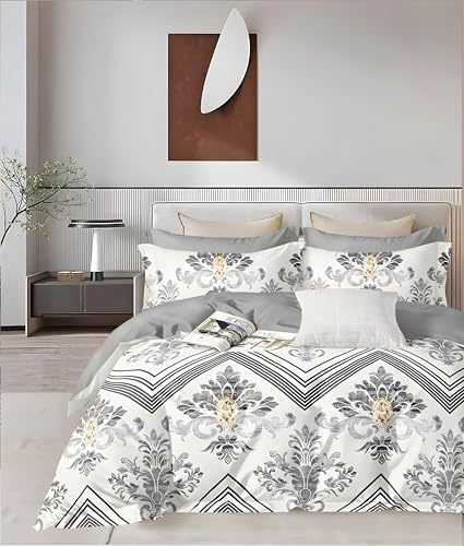 Image of 200 TC Cotton Bedsheet Set with 2 Pillow Covers | King Size Soft Breathable Wrinkle Free - Floral Printed Double Bedsheets | Bed Size 78x78x10 Inches | Pillow Covers Fit Up to 10 Inch