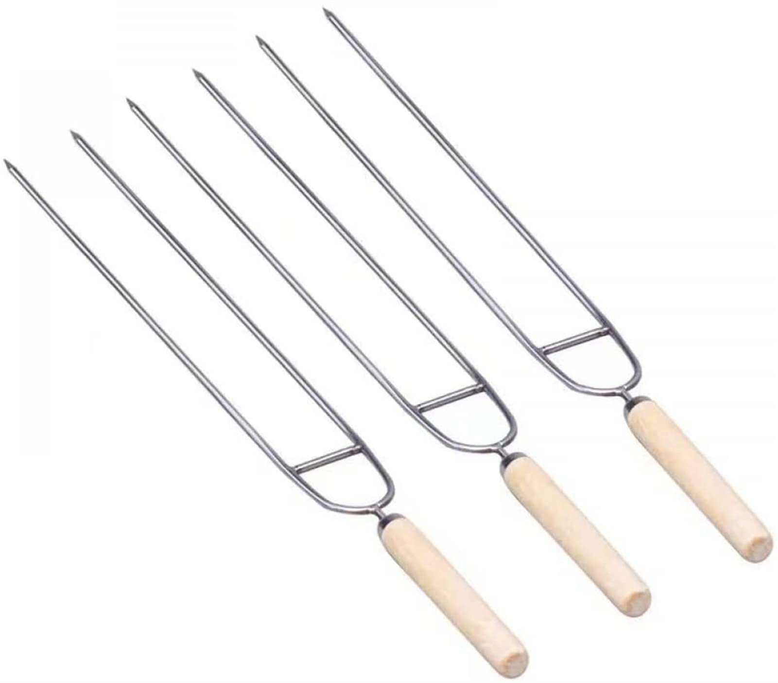 Pincho de acero inoxidable con forma de U para barbacoa, alitas de pollo, tenedor, brocheta de cordero, señal de acero, mango de madera, herramienta de aguja para asar, pinchos de barbacoa de