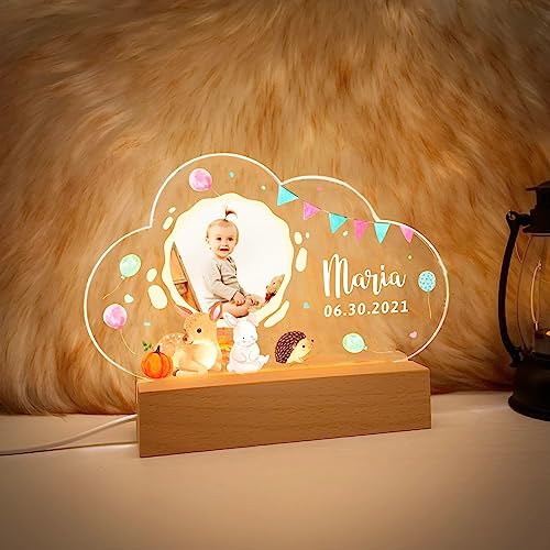 Lámpara Personalizada Con Foto-Luz Nocturna Bebé Regalo Nacimiento Personalizado-Regalo Bebe-Kawaii Decoración Habitación Bebe-Bapteme-Idee Regalo-Lista de Nacimiento Bebé-Bebe Nacimiento-Regalo Niña