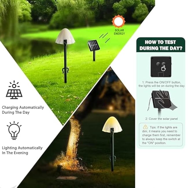 Outdoor Solar Garden Lights Mini Solar Mushroom Light Warm White