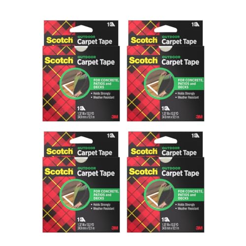 Image of 3M Scotch Double-Sided Carpet Tape 1.3 in x 40 ft Rolls - 4 Pack | Heavy Duty, Indoor /Outdoor, Non-Slip Adhesive, For Hardwood, Vinyl, Tile & Concrete, Rug Gripper for Area Rugs and Mats