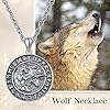 KINGWHYTE Viking Necklace 925 Sterling Silver Wolf Head Amulet Pendant Viking Rune Necklace Wolf Jewellery Birthday Gifts for Men Women #2