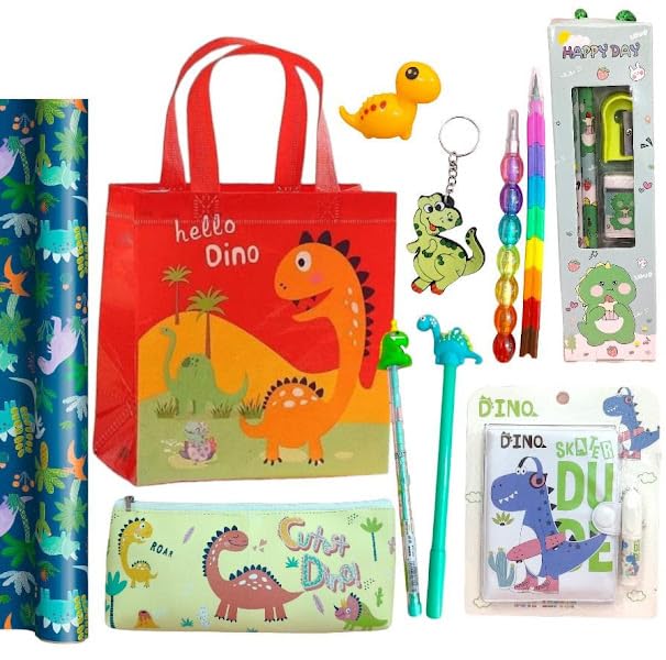 TERA 13 Dinosaur Stationery Items Return Gifts for Boys Combo Pack with Goody Bag | Dinosaur Multicolor as Birthday Return Gift for Boys Kids of All Age Group (Pack of 11 Items) (B0CVN4QVHR) Amazon Price History, Amazon Price Tracker