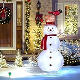 LOENIY 4FT Lighted Snowman Outdoor Christmas Decorations, Pop-Up Christmas DΓ©cor with Build-in 100 LED Lights, Collapsible Snowman with Top-Hat Scarf, Decoration for Porch Lawn Entryway