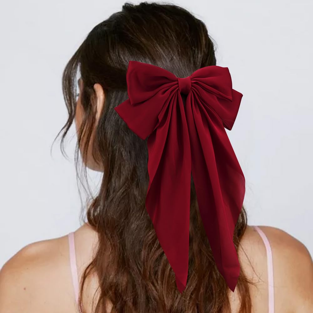 Amazon.com : ATODEN Red Silky Satin Large Oversized Bowknot  display picture 1