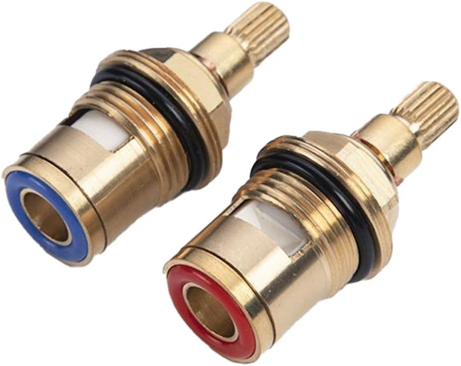 20-Tooth Ceramic Disc Tap Valve Cartridge Replacement for BSP 1/2" (51 x 18 mm) Quick-Turn Faucet Repair – Body, Leak-Proof Sealing Kitchen & Bathroom Sinks(Red + Blue)